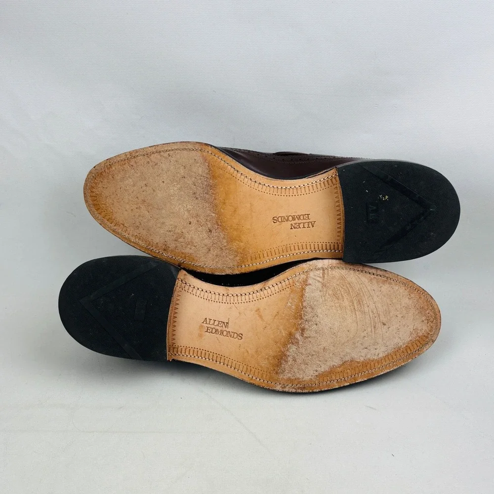 Allen Edmonds Berwick Loafer Mens 10 D Brown Leather Wingtip Slip On Shoes Box